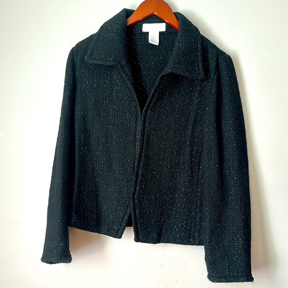 Vintage Marshall Fields wool blend black w/ silver metallic size 12